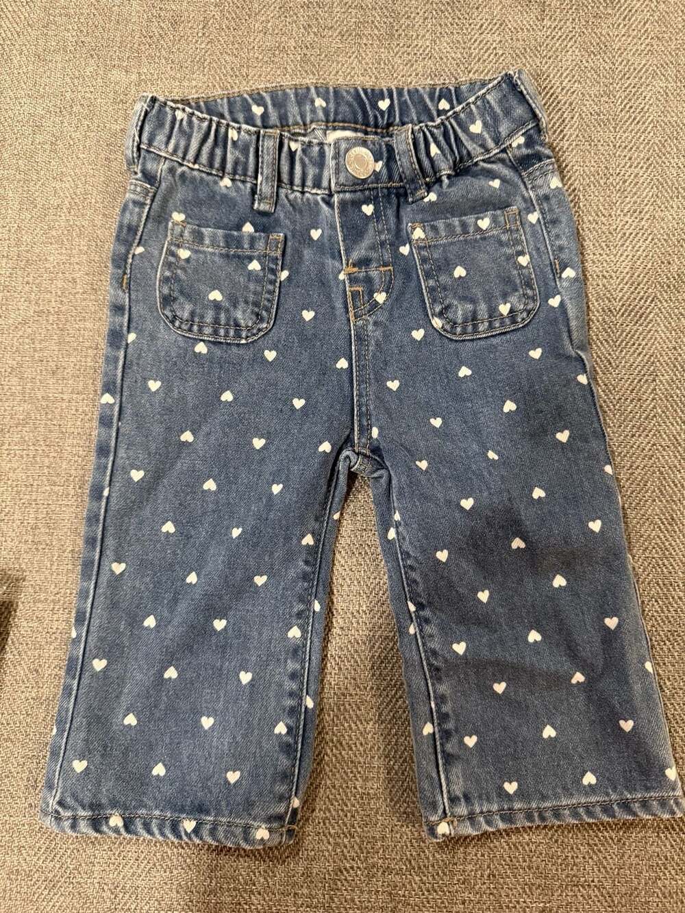 Cream/floral Flared Leg Jeans for kids